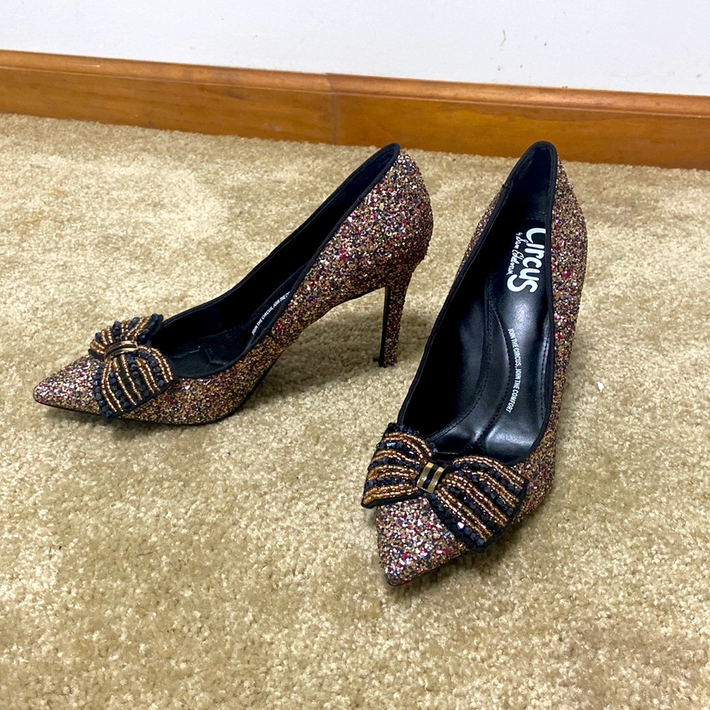 Sam Edelman Harriet glitter beading bow heels 7 Homecoming sorority rush - Picture 5 of 6
